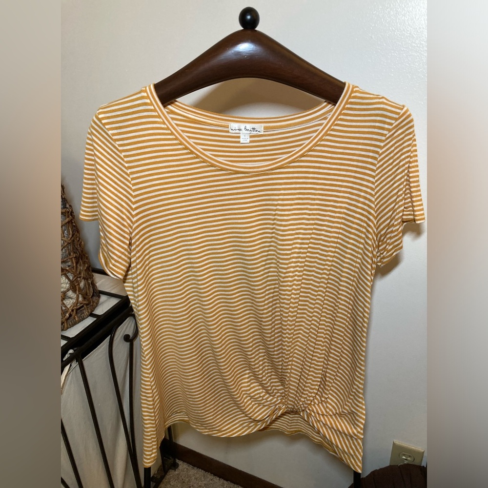 Mustard yellow striped blouse